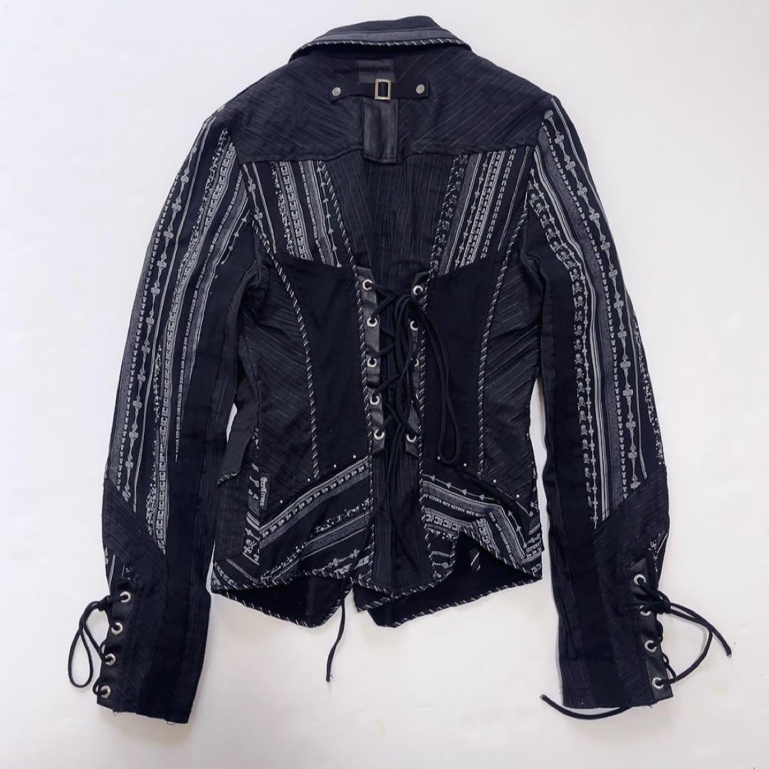 美品OZZ Croce オッズオン ストレッチテーラードジャケット スカル黒