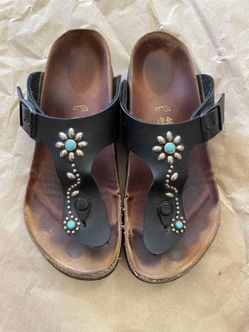 Birkenstock✖️HTCコラボ　ターコイズスタッズ ブラック サンダル