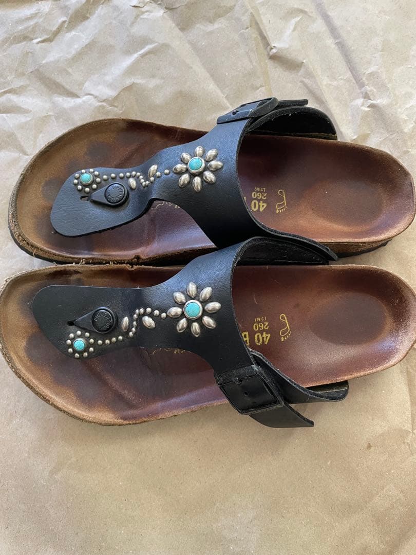 Birkenstock✖️HTCコラボ　ターコイズスタッズ ブラック サンダル