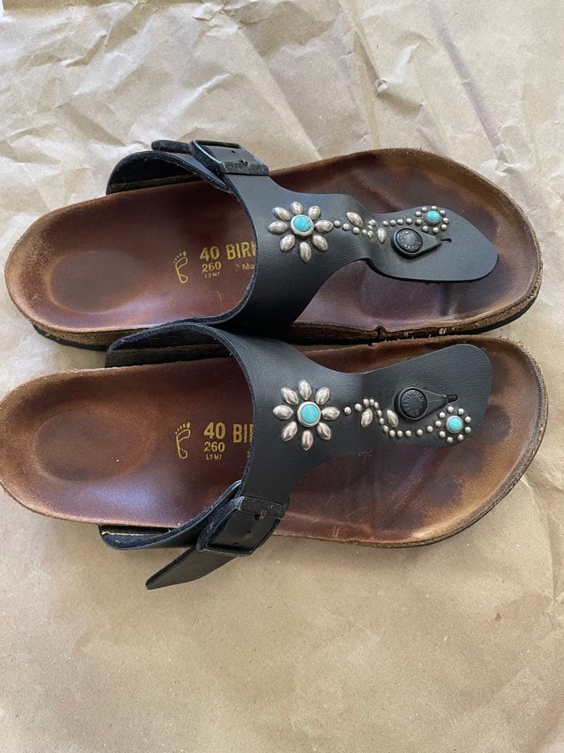 Birkenstock✖️HTCコラボ　ターコイズスタッズ ブラック サンダル