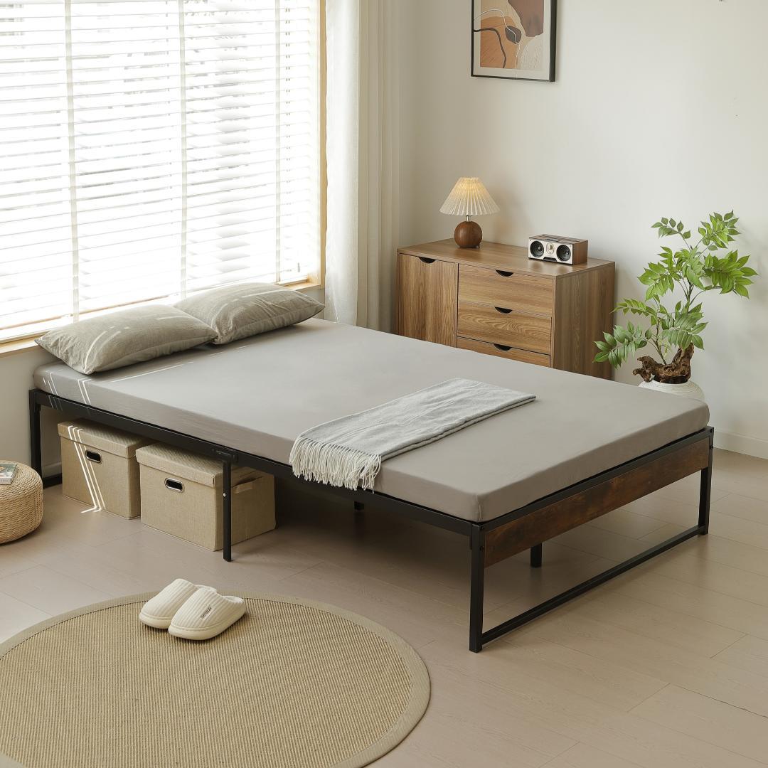 【数量限定】超人気！ベッドフレーム パイプベッド【ダブル D】　BLACK