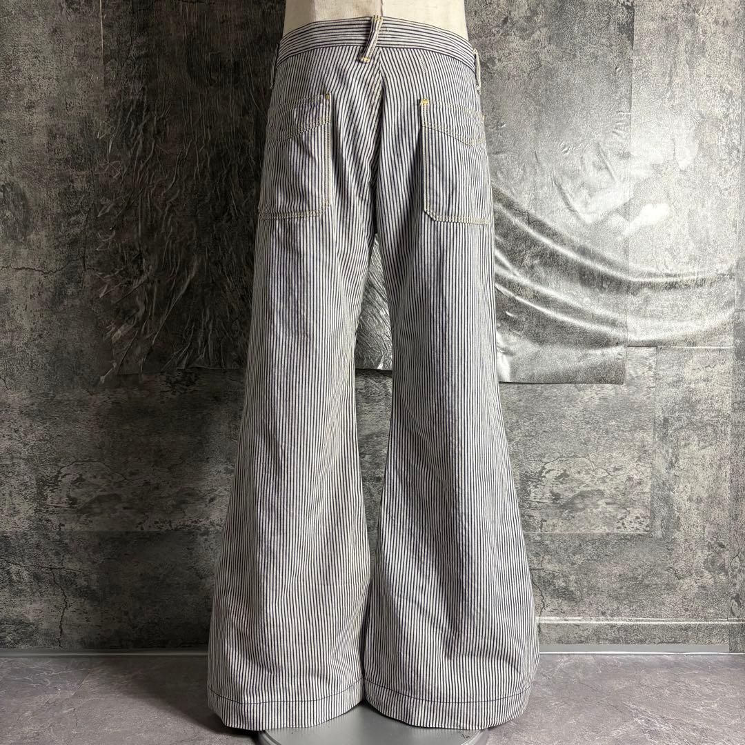 KAPITAL〈ストライプブーツカットパンツ フレア ボタンフライ 0〉