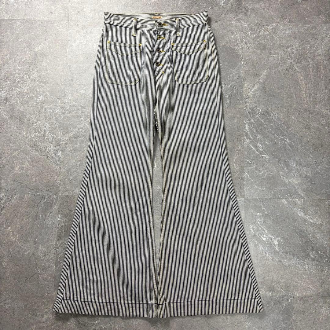 KAPITAL〈ストライプブーツカットパンツ フレア ボタンフライ 0〉