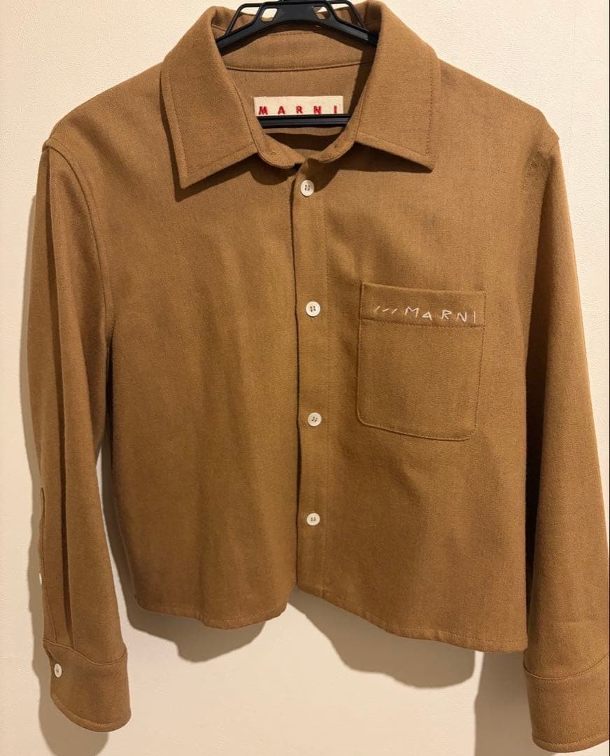 MARNI マルニ クロップド丈 シャツ ジャケット キャメル 42