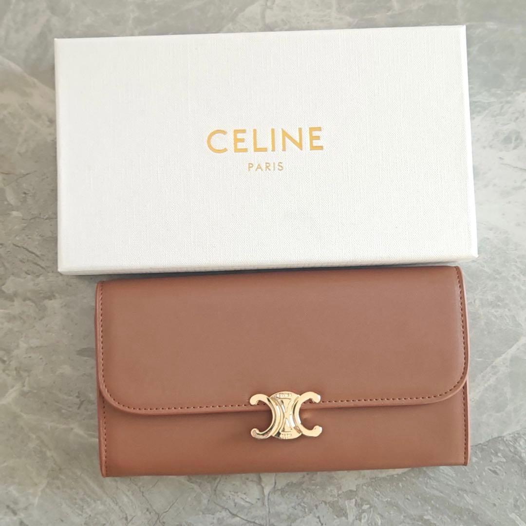 CELINE レザー長財布 ブラウン　美品