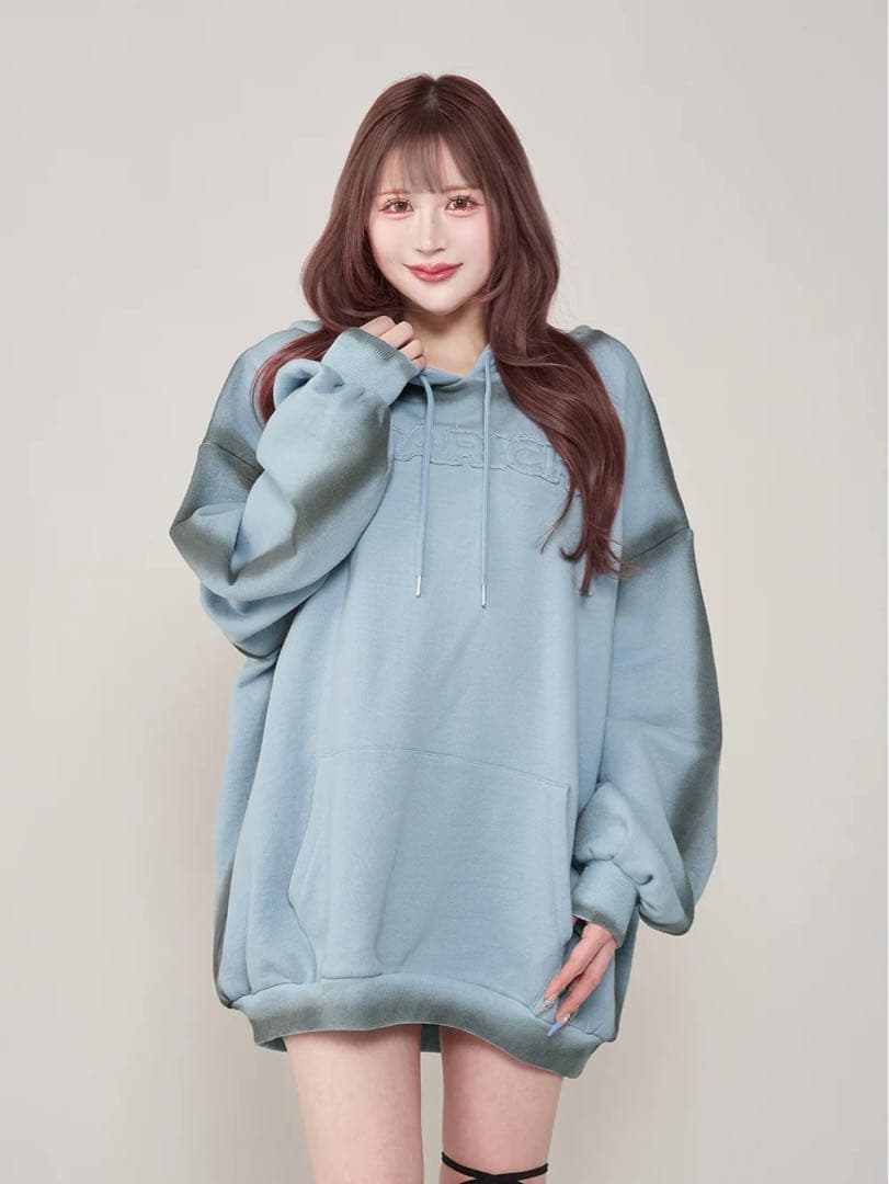 ダーリッチ スプレーレースアップフーディ サックス ブルー 水色 完売品