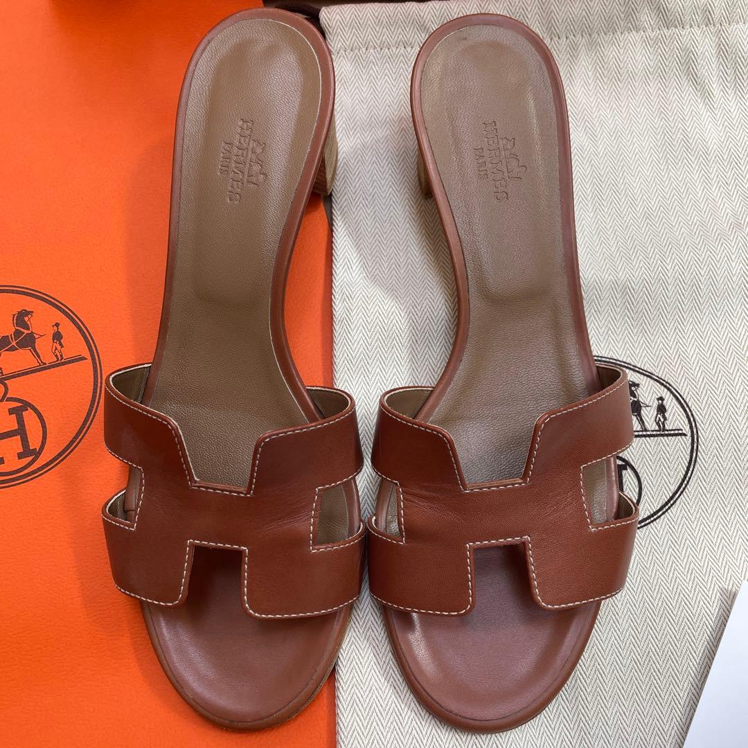 HERMES エルメス オアジス サンダル ミュール 38.5 38ハーフ 美品