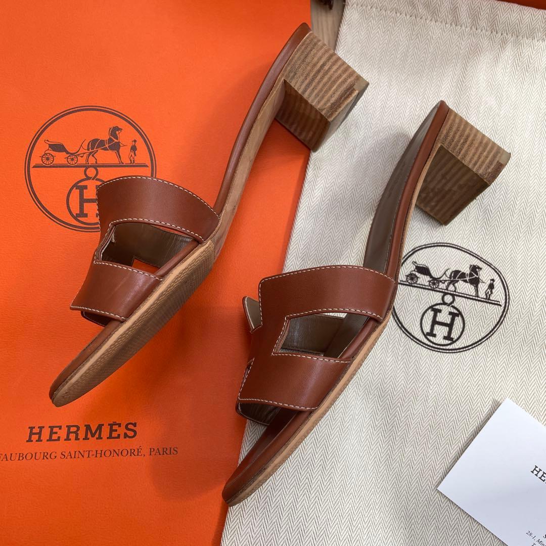 HERMES エルメス オアジス サンダル ミュール 38.5 38ハーフ 美品