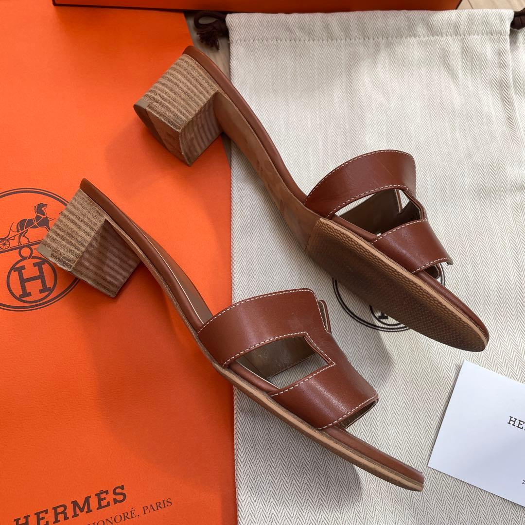 HERMES エルメス オアジス サンダル ミュール 38.5 38ハーフ 美品