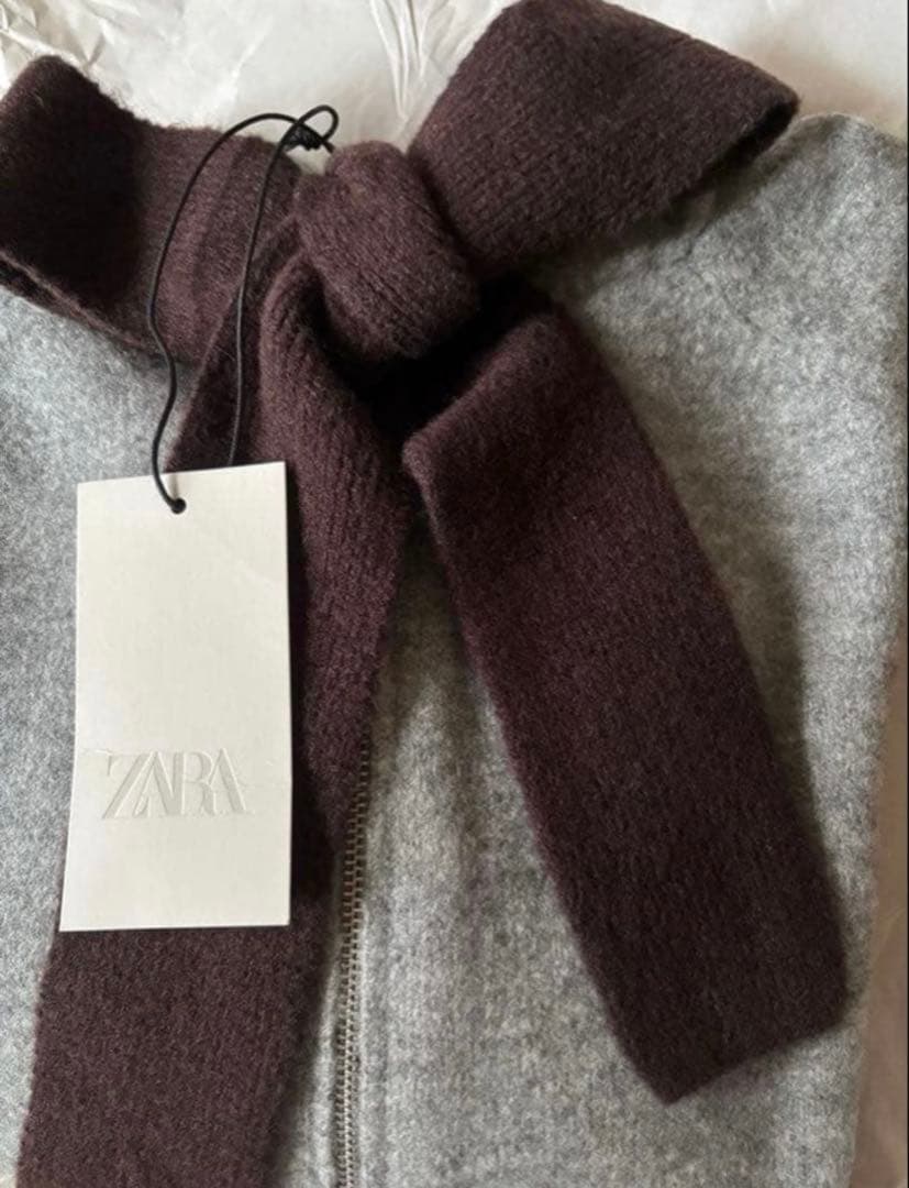 完売品⭐︎ZARA コントラストドローストリングフーディ M ミディアムグレー