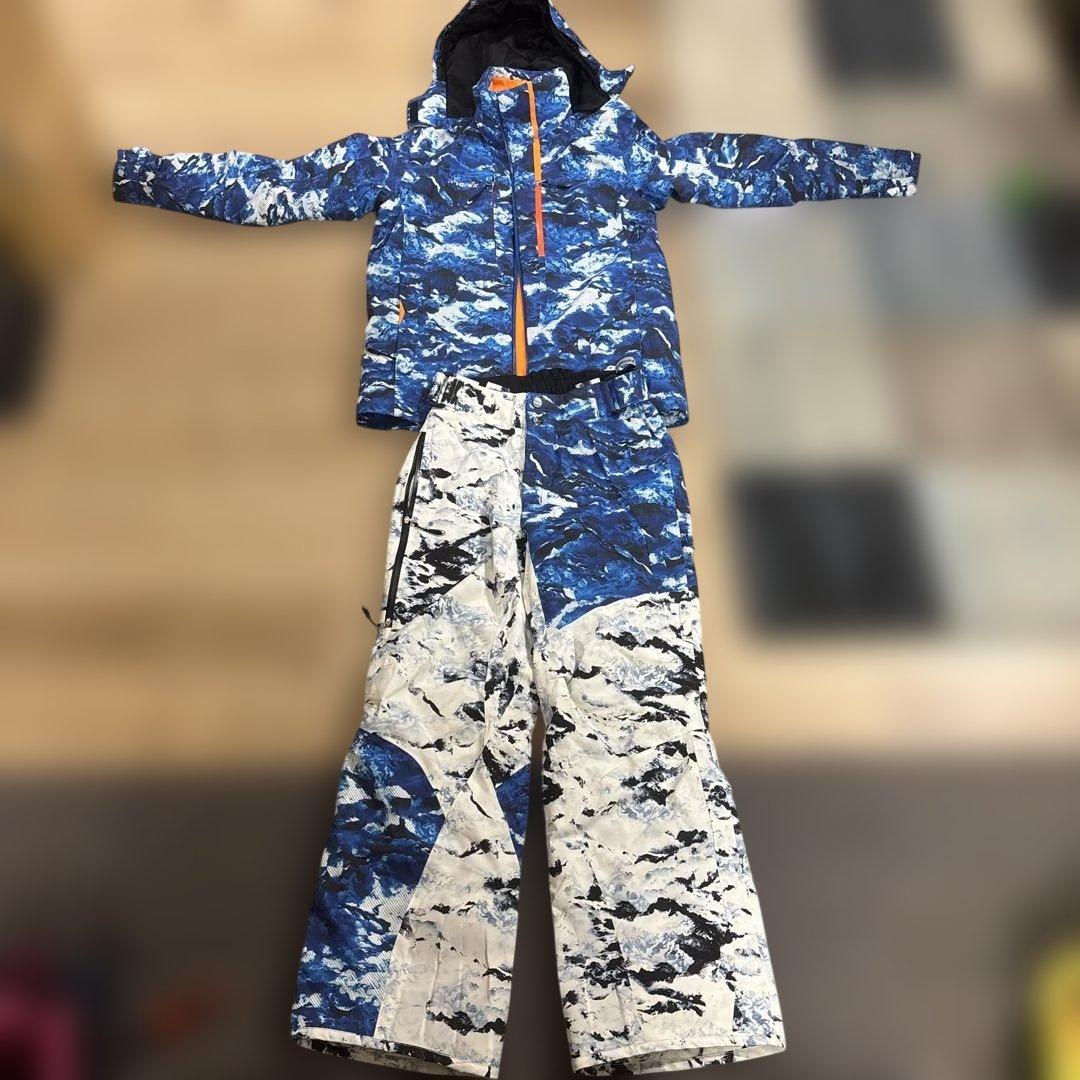 き*。様 青と白の迷彩 スキーウェア