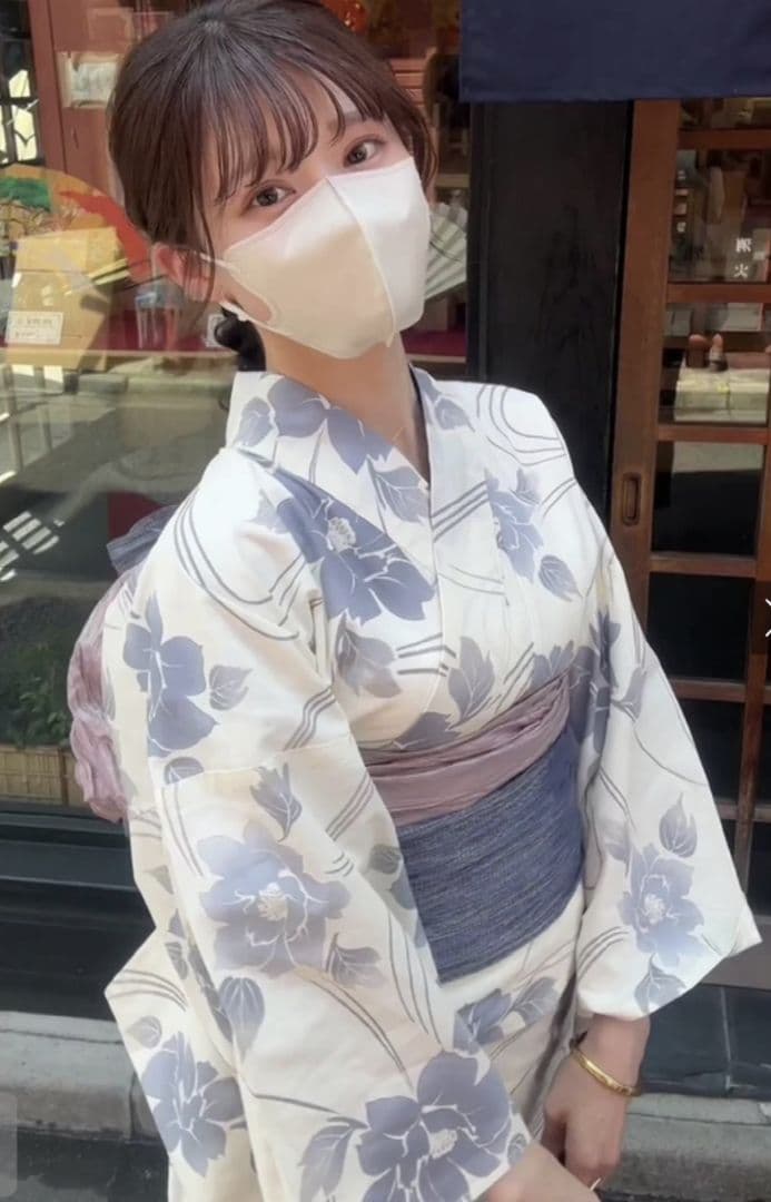 ③新品☆GRL☆グレイル☆ぼかし花柄☆浴衣☆ラメ☆シアー☆しわ☆兵児帯☆セット