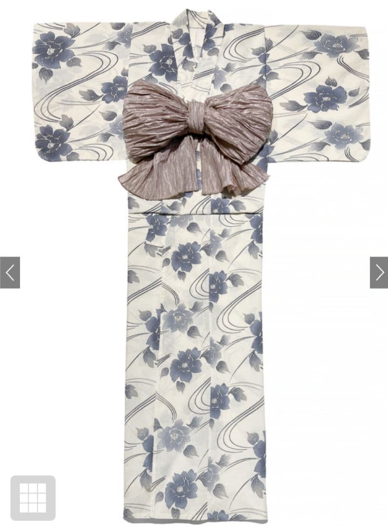 ③新品☆GRL☆グレイル☆ぼかし花柄☆浴衣☆ラメ☆シアー☆しわ☆兵児帯☆セット