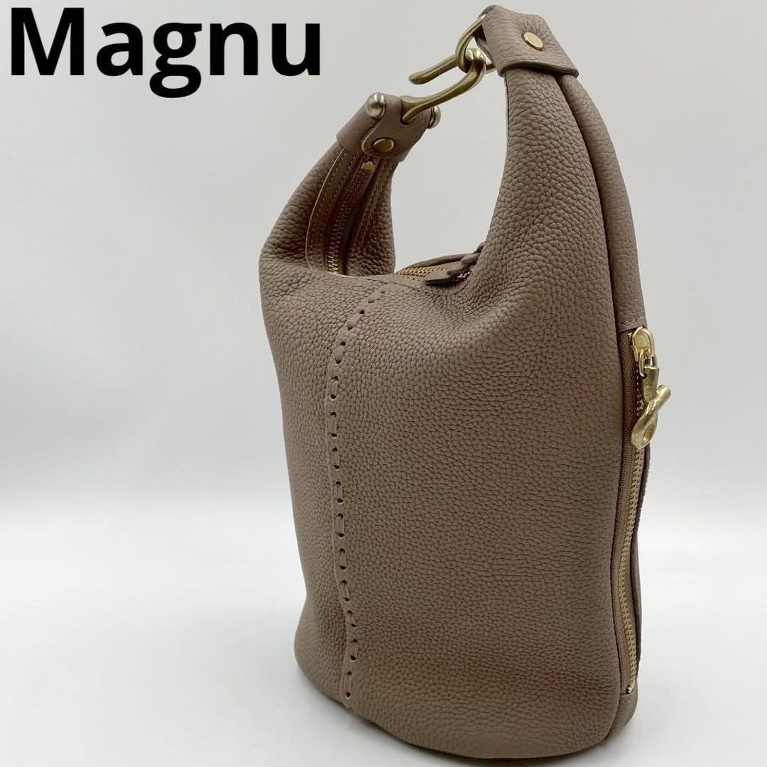 極美品　マヌー　keg pouchc ケッグポーチ　レザーバッグ　グレージュ