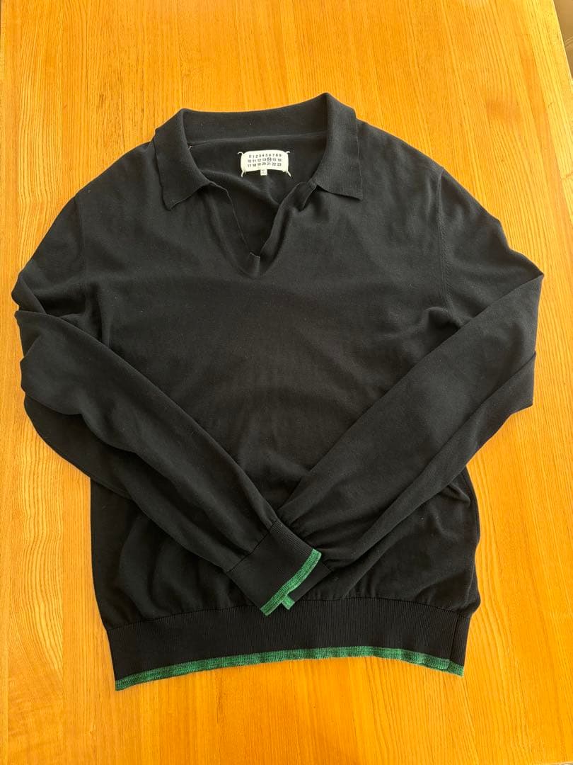 マルジェラ　Maison Margiela 黒 S スキッパーニット　ポロ