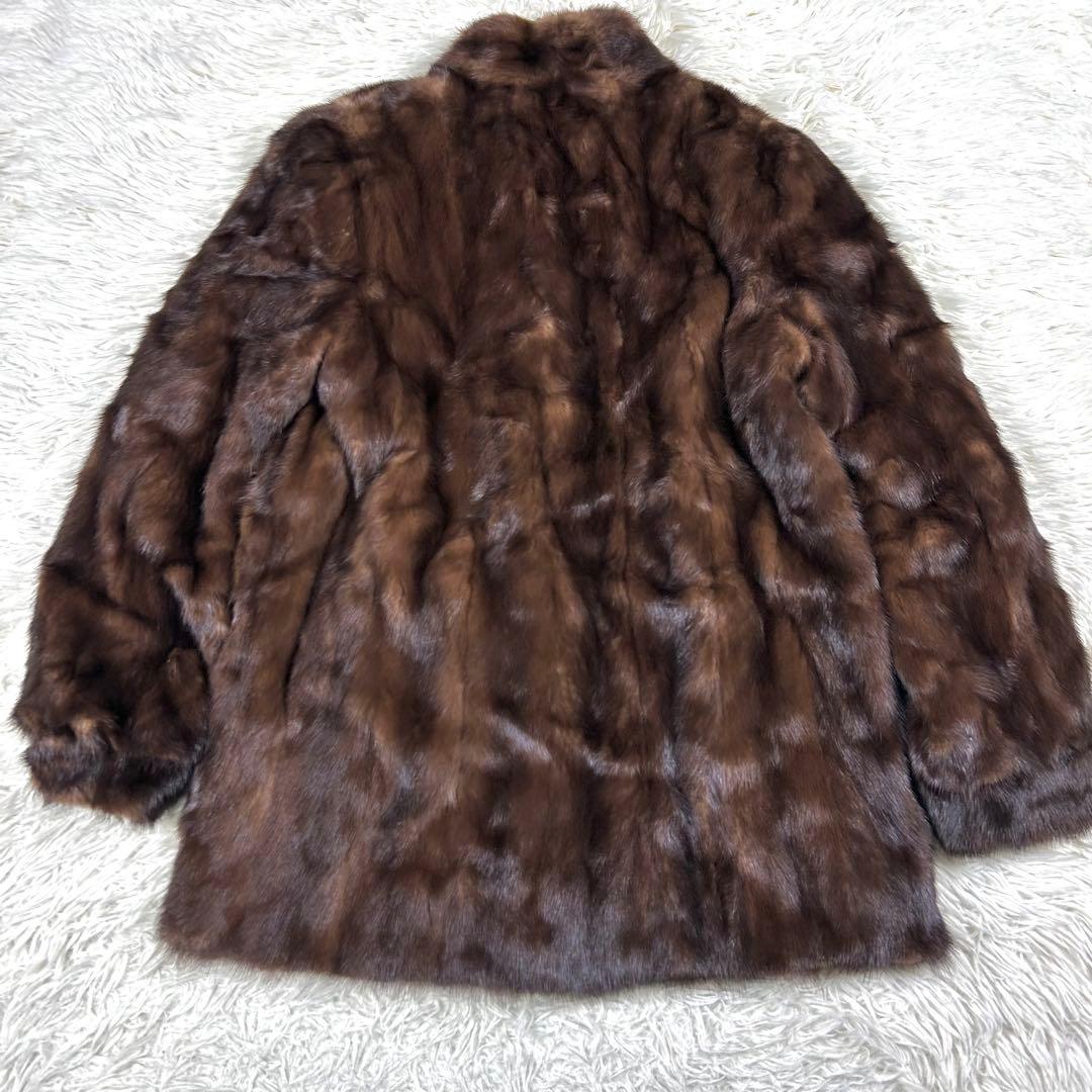 デミバフミンク 毛皮コート ブラウン ヴィンテージ 絞り袖 ミドル丈 11号