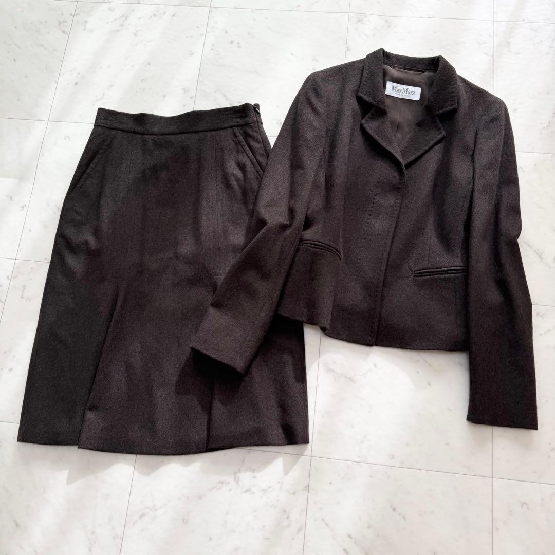 【美品】Max Mara マックスマーラ スカートスーツ アンゴラ 白タグ
