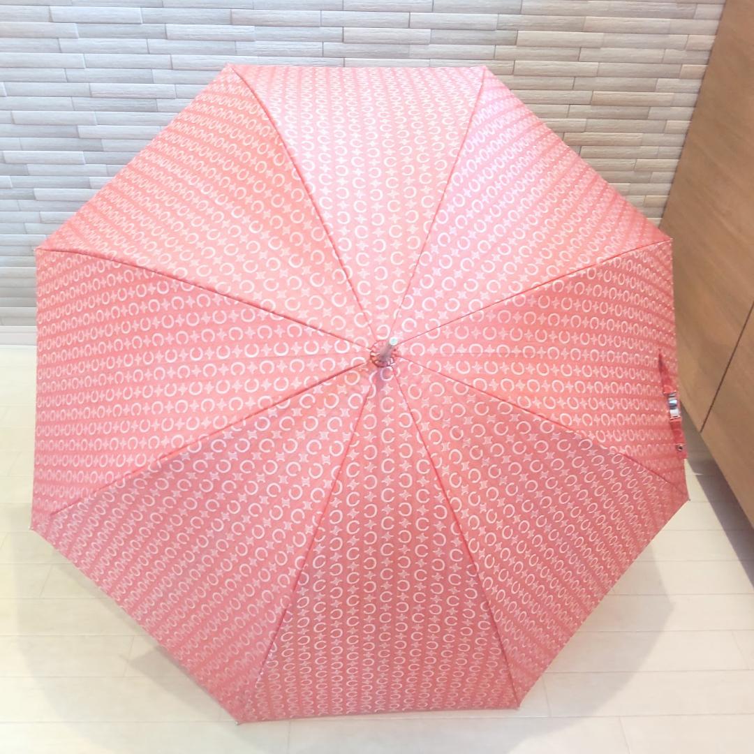 美品　CELINE セリーヌ　トリオンフ　マカダム総柄　晴雨兼用長傘　ピンク