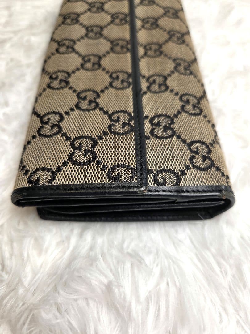 【美品】GUCCI　長財布　GGキャンバス　ベルト　プレート
