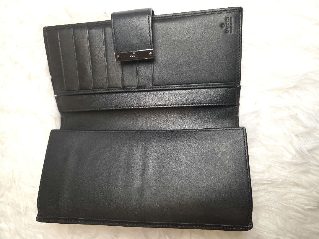 【美品】GUCCI　長財布　GGキャンバス　ベルト　プレート