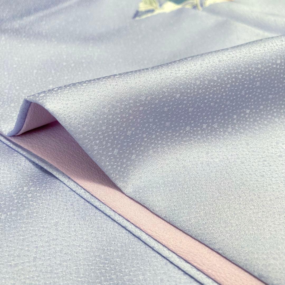 【美品✨】東レシルック　さんび　洗える着物　付け下げ　藤色　辻が花　手縫い　P2