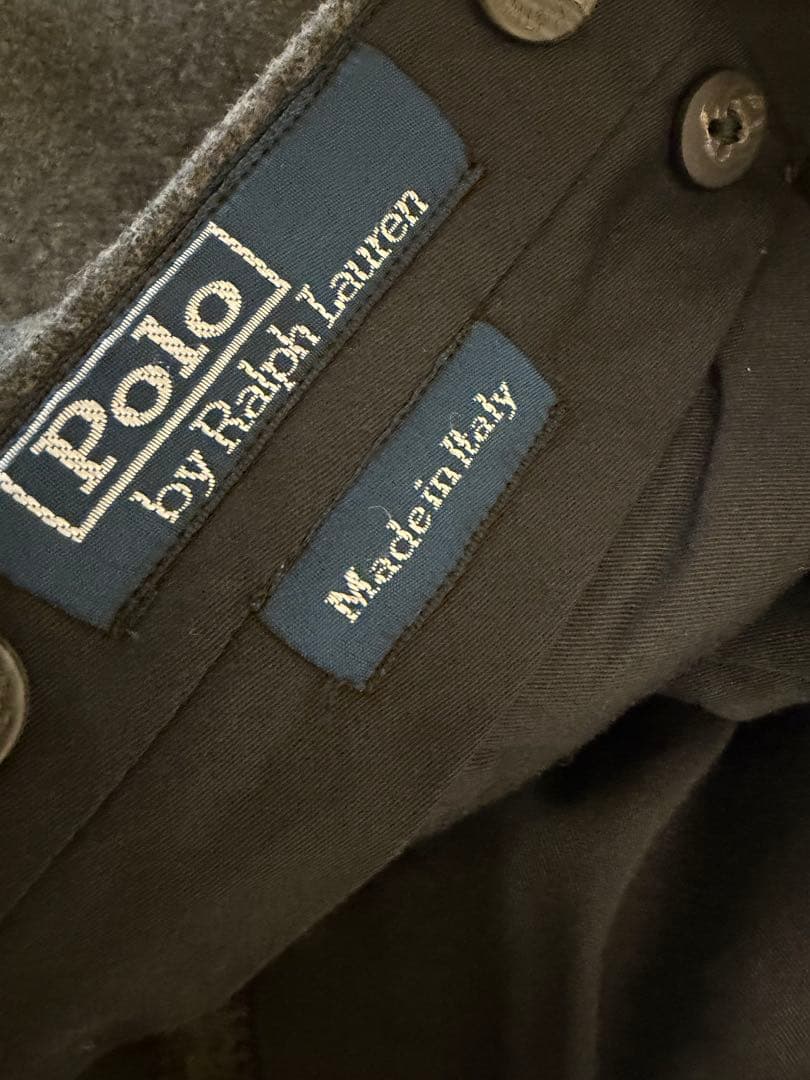 90s ラルフローレン イタリア製 ウール トラウザーズ 32R ダークグレー