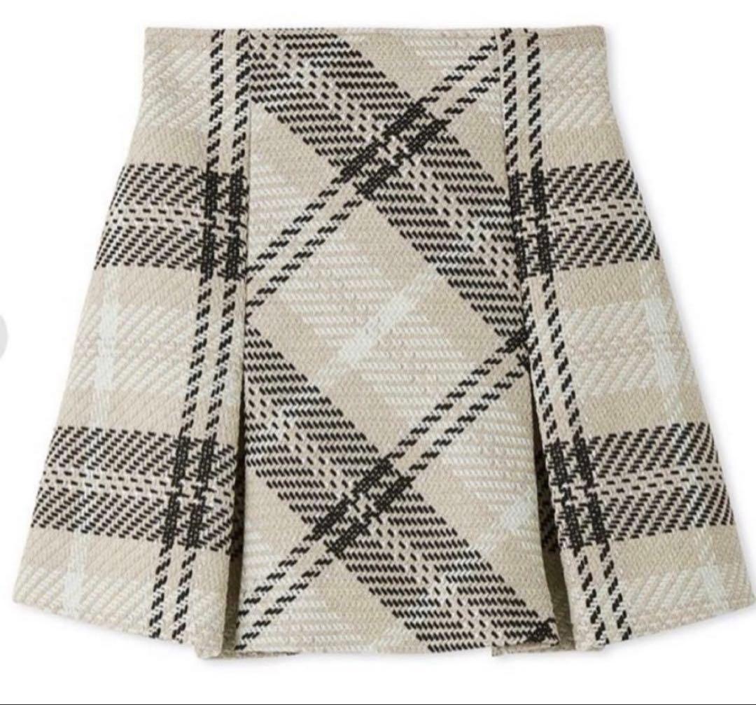 【新品タグ付き】SNIDEL ロービングチェックミニスカート 0サイズアイボリー