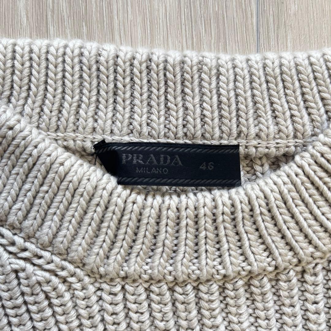 【PRADA プラダ】M 46 クルーネック ニット セーター グレー