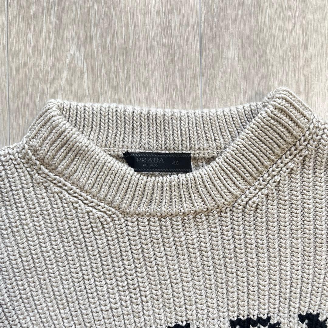【PRADA プラダ】M 46 クルーネック ニット セーター グレー