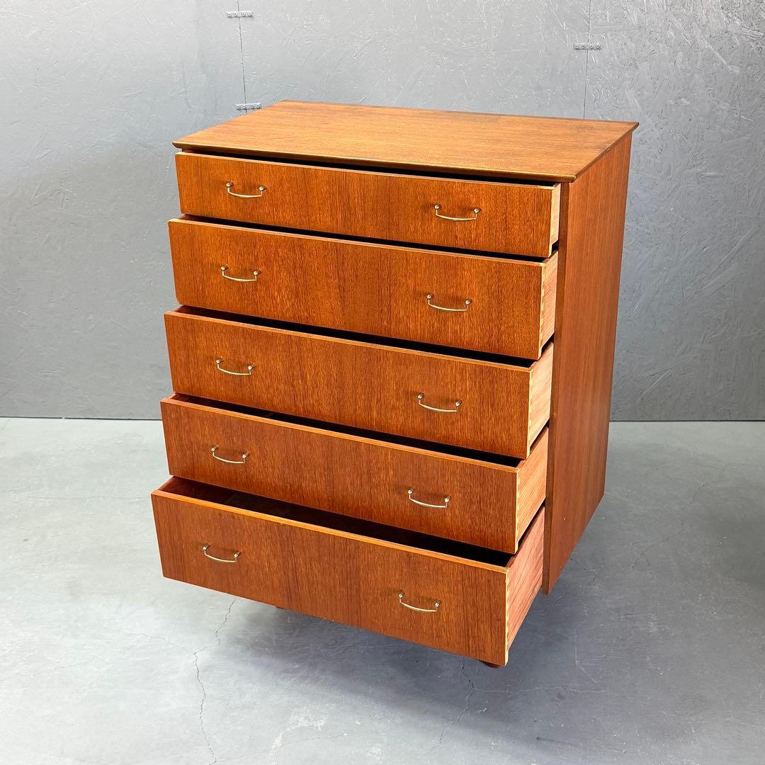 英国ヴィンテージ チーク 5段チェスト