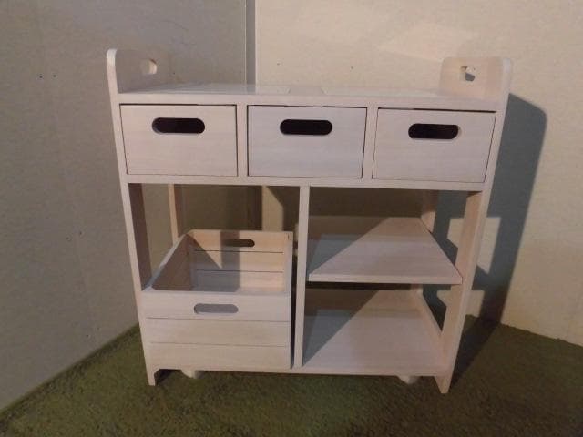 アウトレット【新品/全国一律送料無料】天然木キッチンワゴンカウンター【ホワイト】