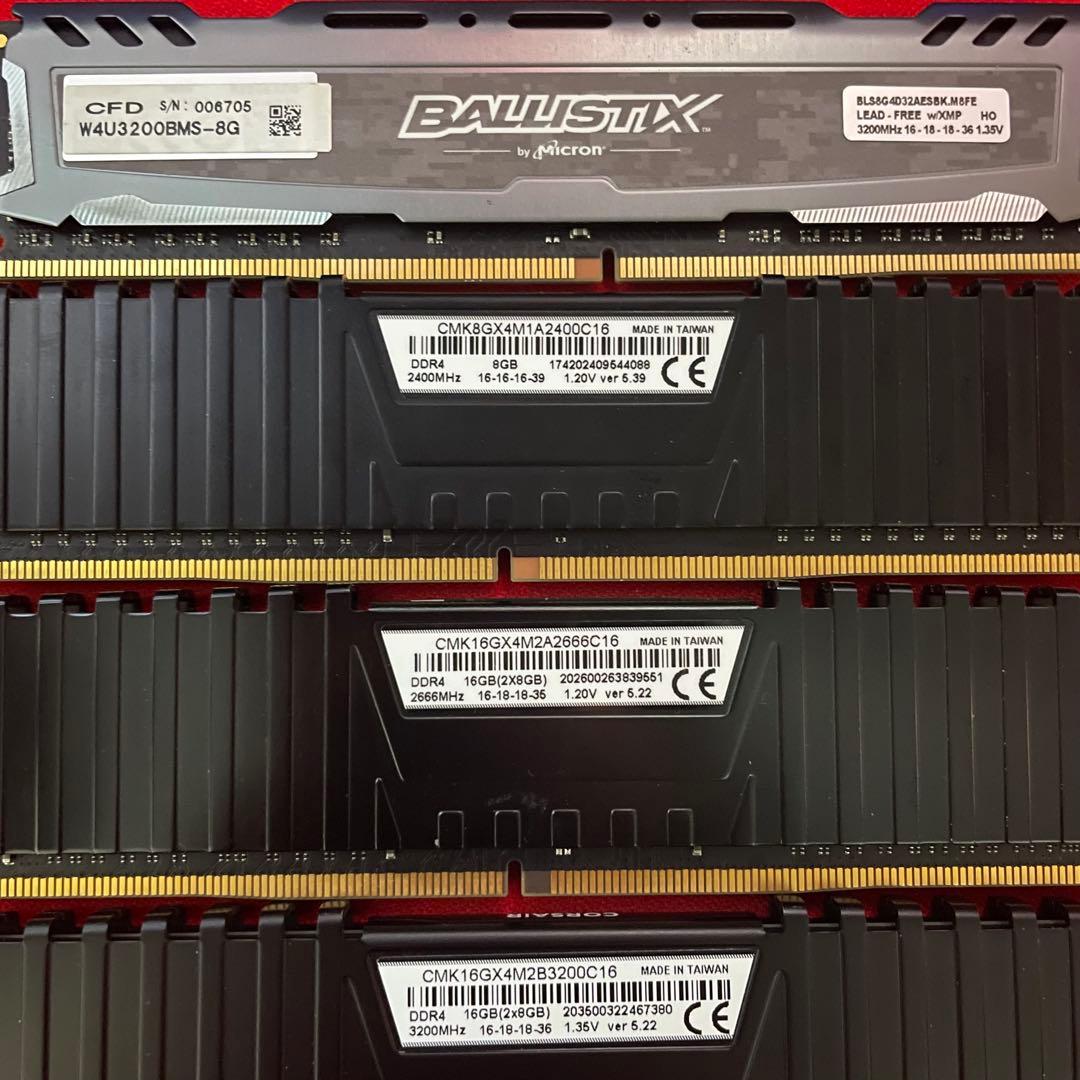 コルセアなどDDR4 8GB×4 周波数違い