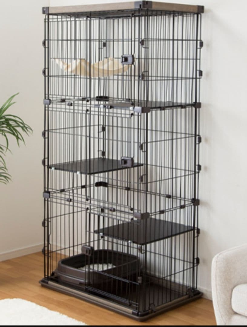 3段式 ブラック キャットケージ 約180cm