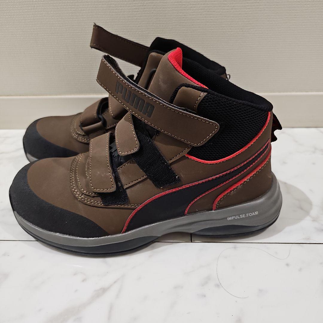 PUMA ハイカット安全靴 ブラウン/レッド