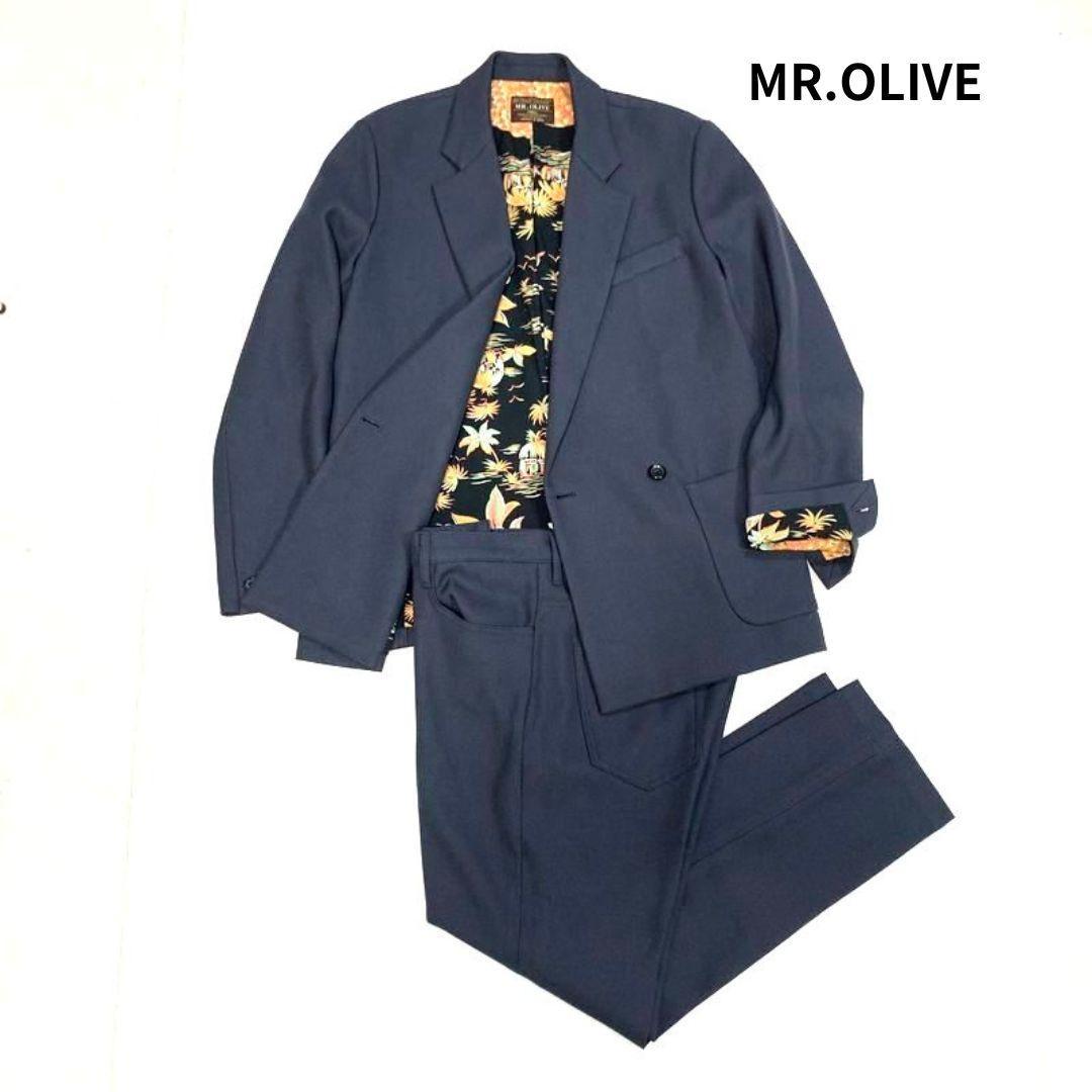 MR.OLIVE レトロポリエステル ダブル ジャケット スタプレパンツ 上下