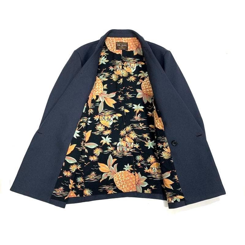 MR.OLIVE レトロポリエステル ダブル ジャケット スタプレパンツ 上下