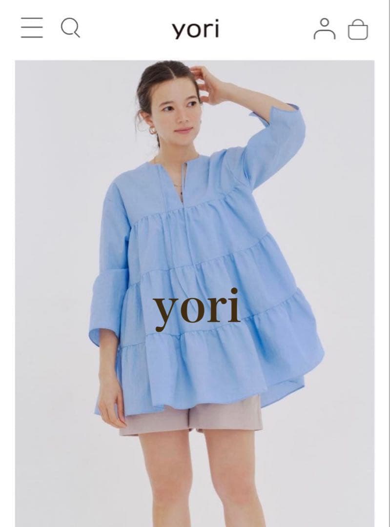 yori ストライプティアードチュニック 長袖 ブラウス