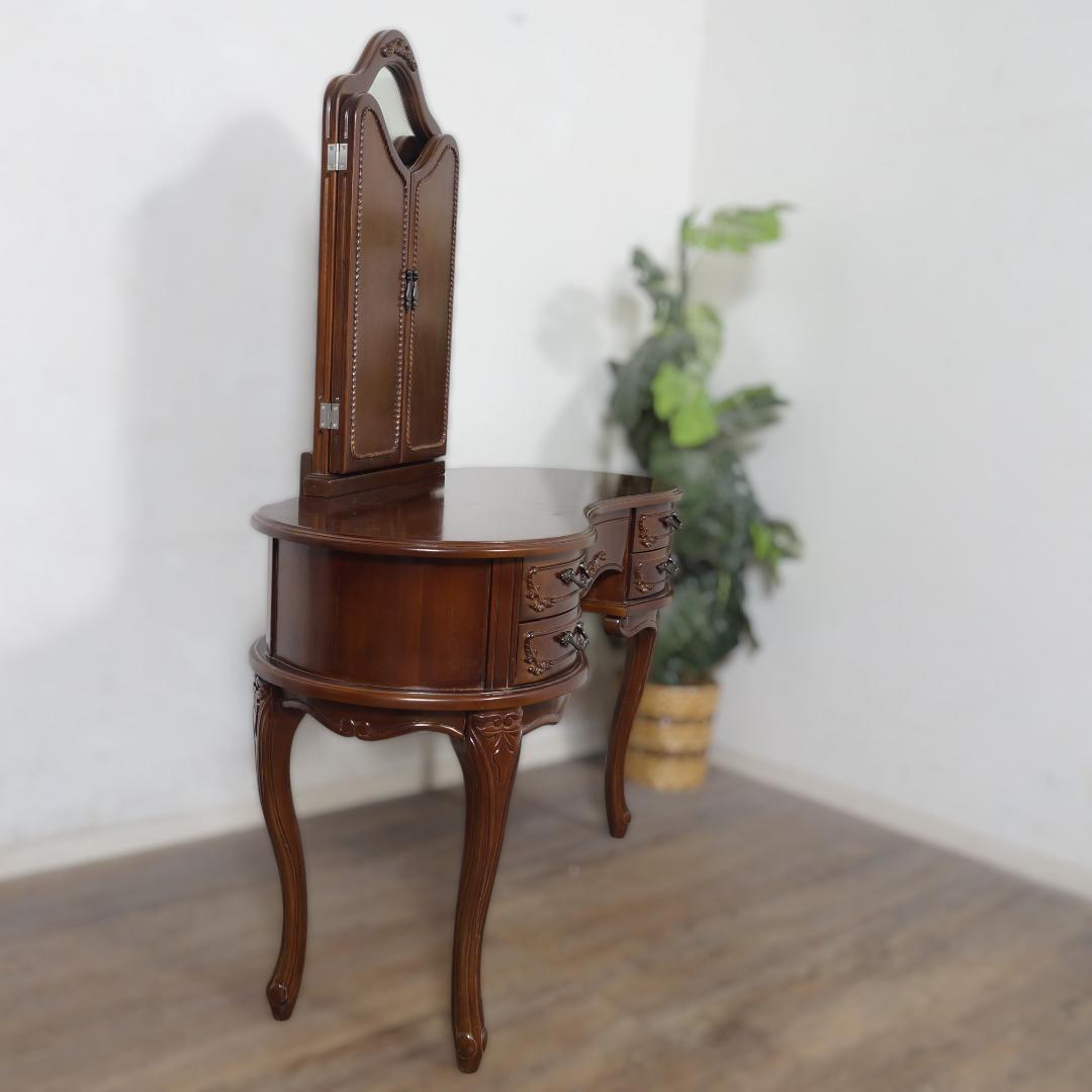 大人女子に【新品】マホガニー 猫脚ドレッサー 5杯引出しアウトレット