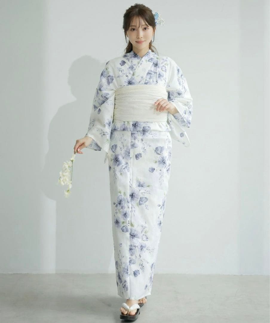 【新品未使用】Dita ディータ 水彩の雪月花(涼) 浴衣5点セット 水色 紫