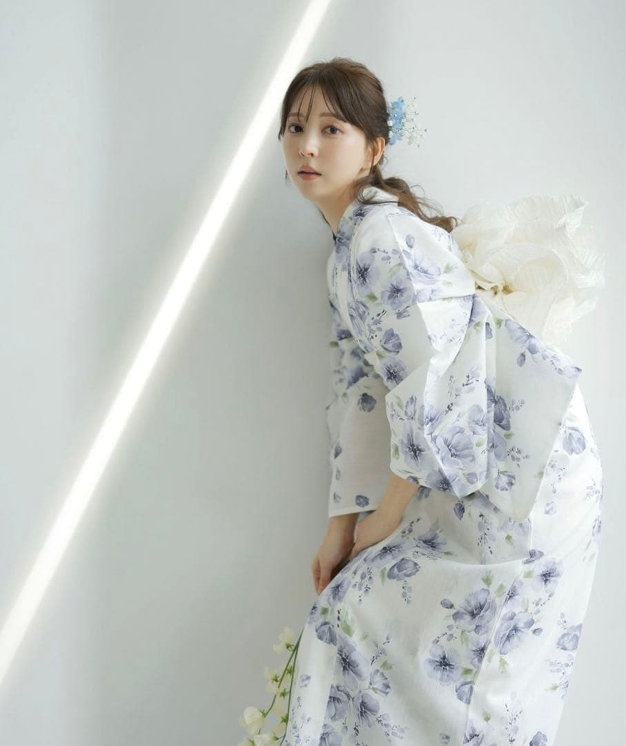 【新品未使用】Dita ディータ 水彩の雪月花(涼) 浴衣5点セット 水色 紫