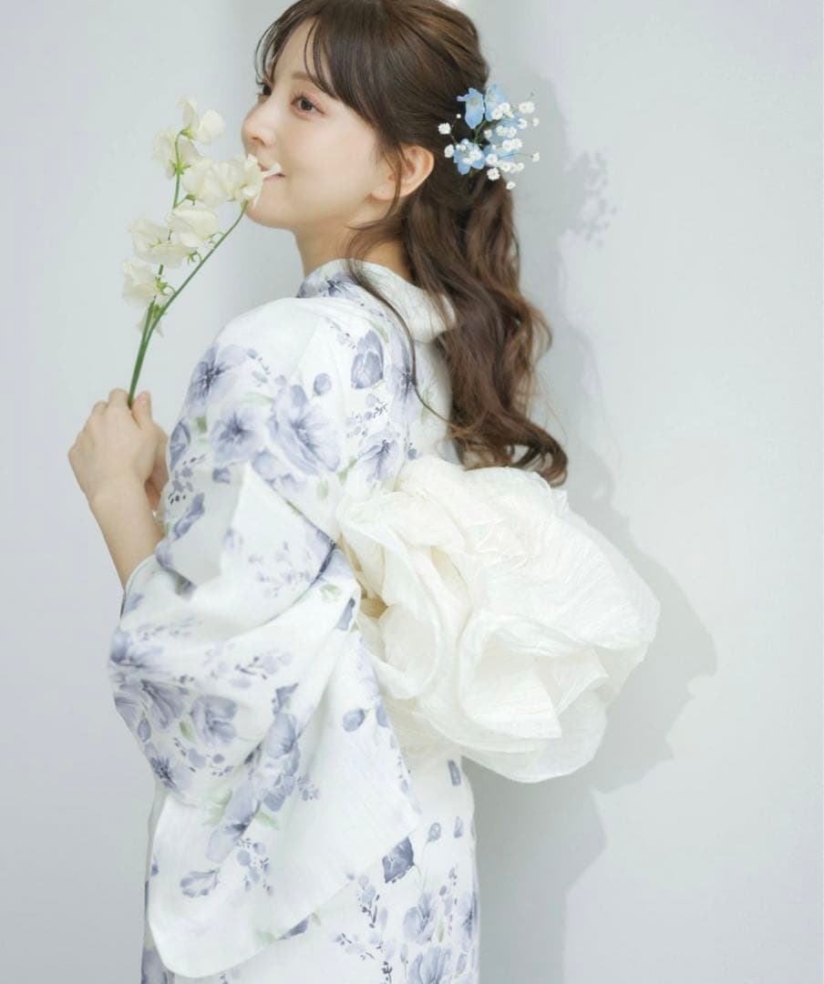 【新品未使用】Dita ディータ 水彩の雪月花(涼) 浴衣5点セット 水色 紫