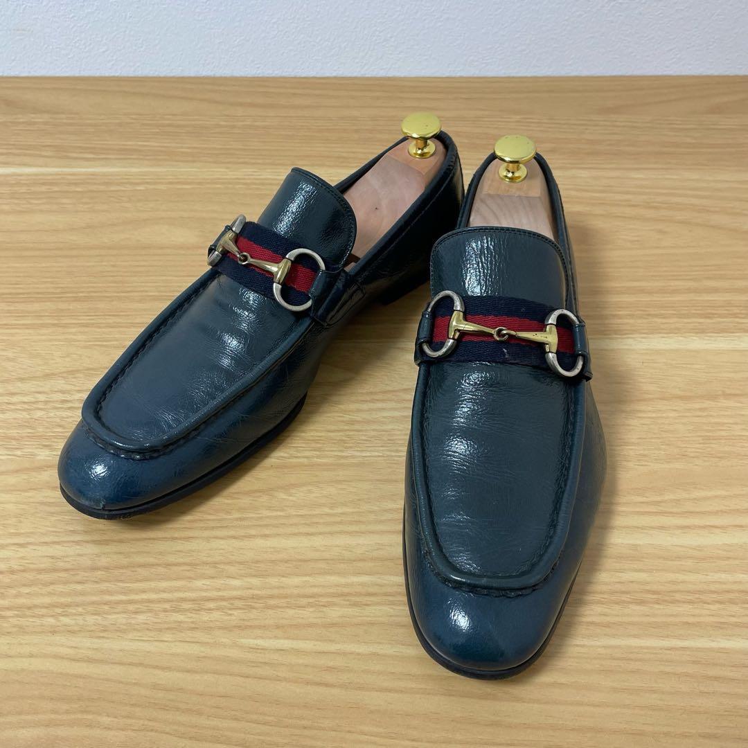 グッチ　ホースビットローファー　グリーン系　レザー　40