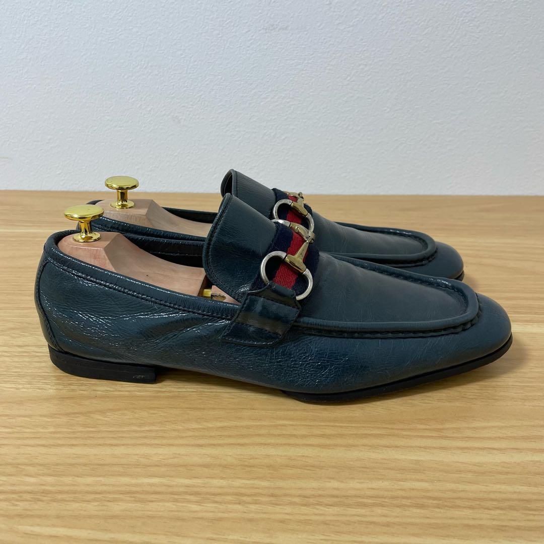 グッチ　ホースビットローファー　グリーン系　レザー　40