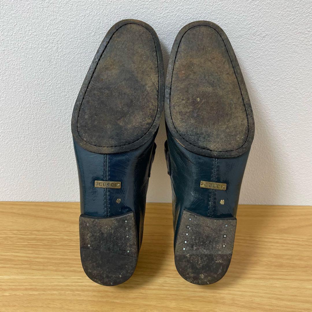 グッチ　ホースビットローファー　グリーン系　レザー　40