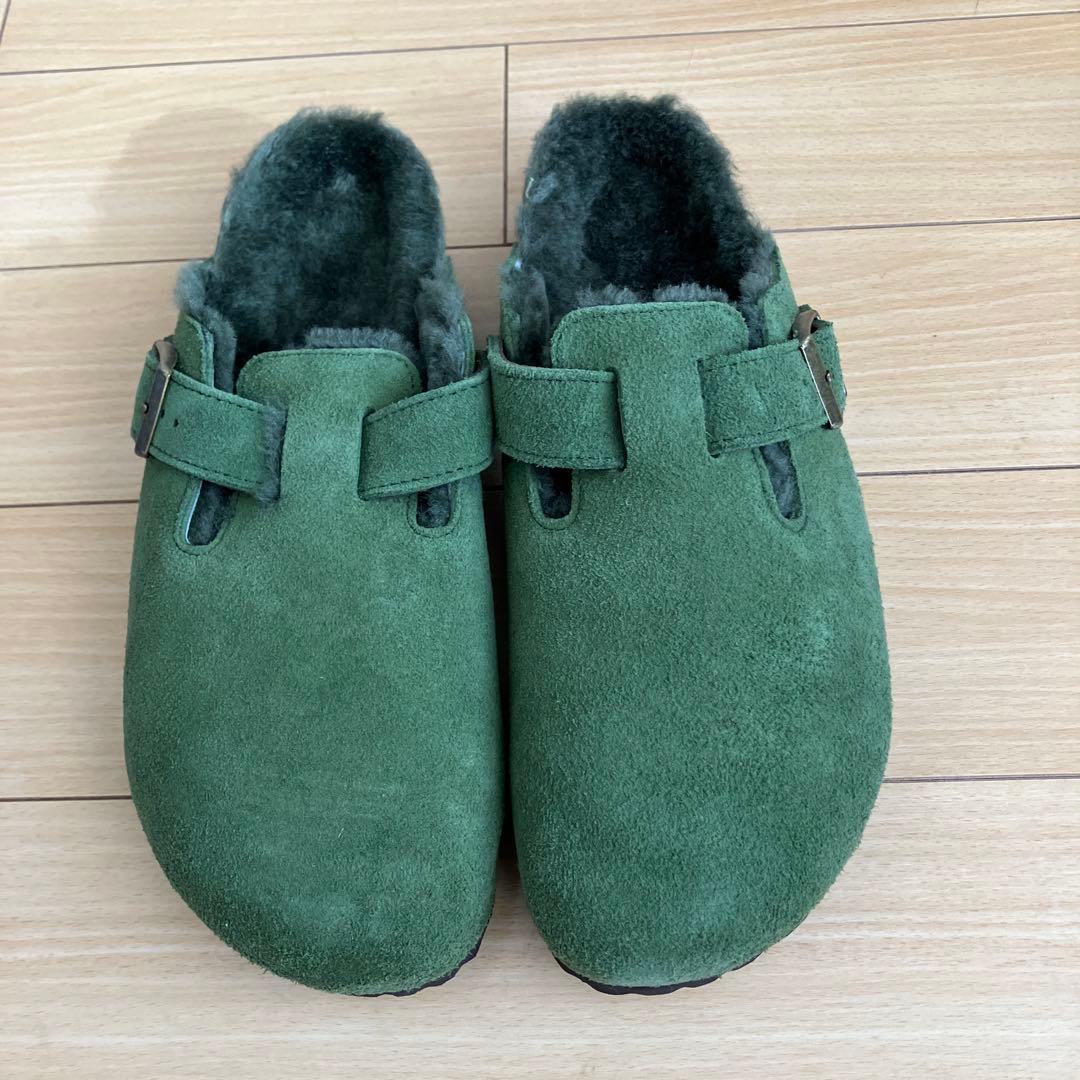 新品未使用品　ビルケンシュトック　ボストンファー　グリーン