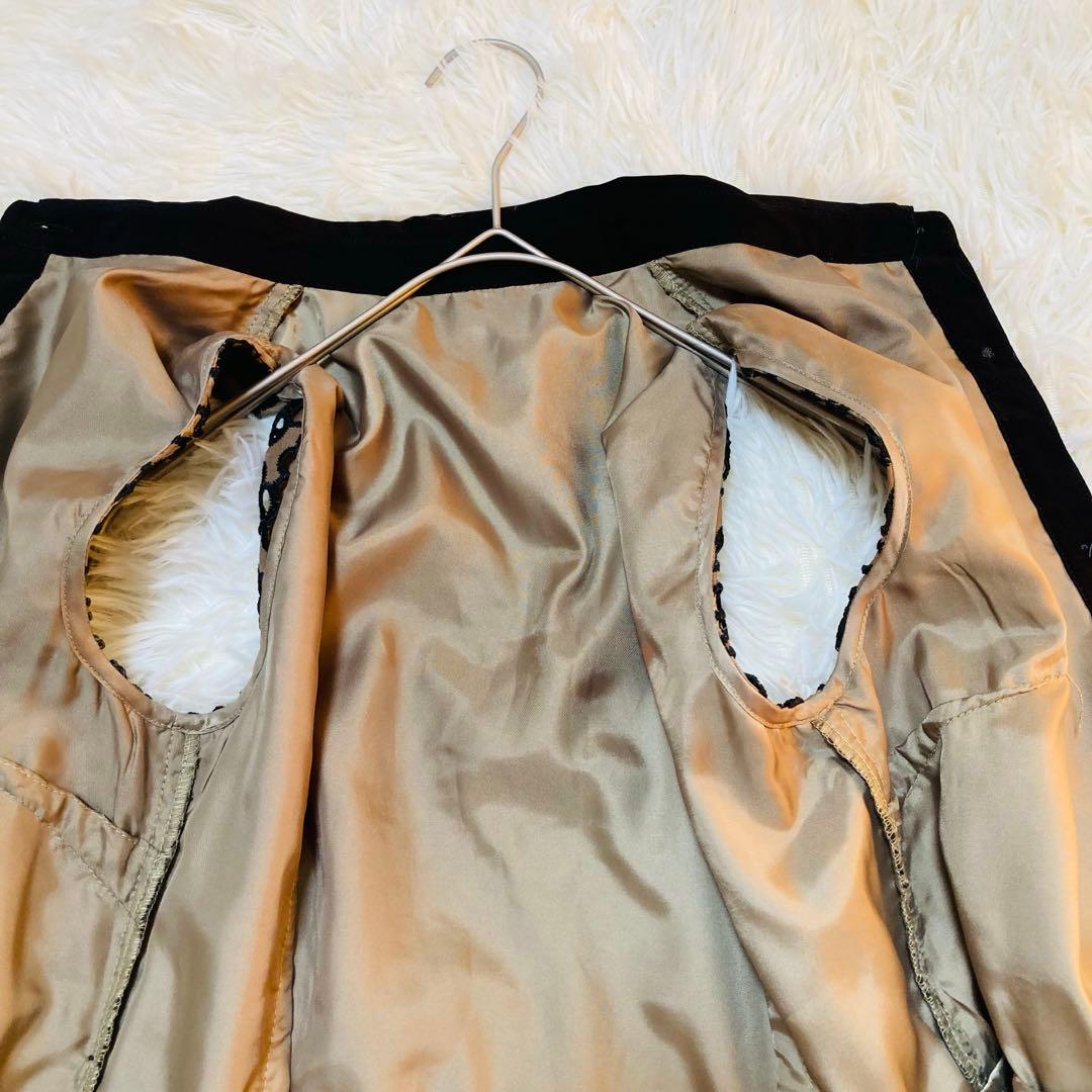 美品 ダイアグラム Aライン 総柄 刺繍 ベルト ノースリーブ ワンピース 36