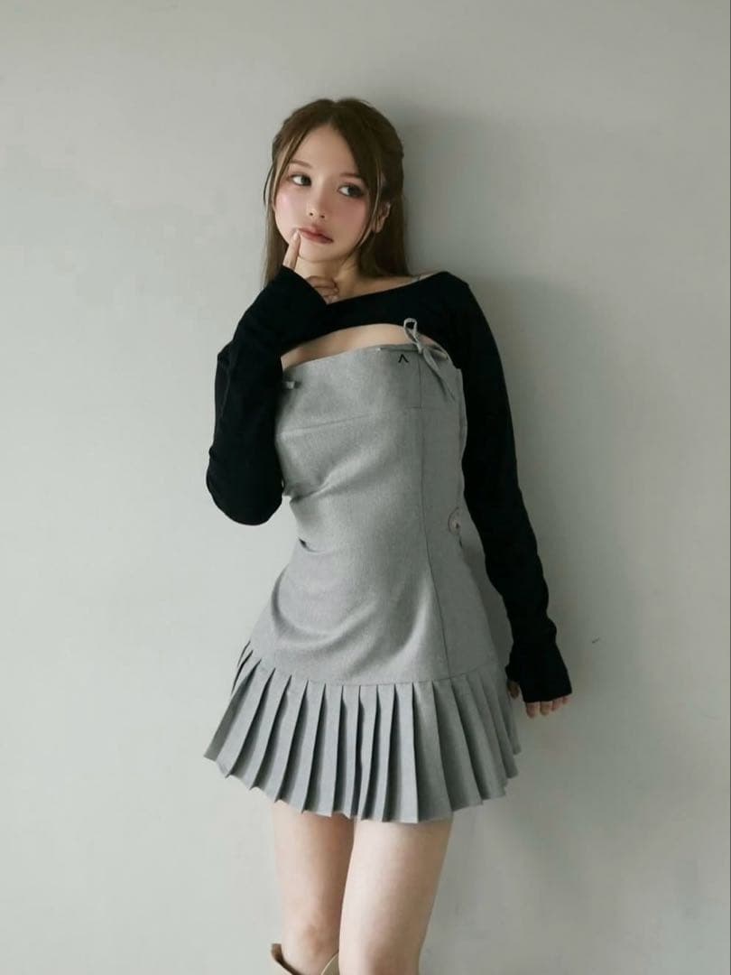 ワンピース andmary karen knit set mini dress gray M