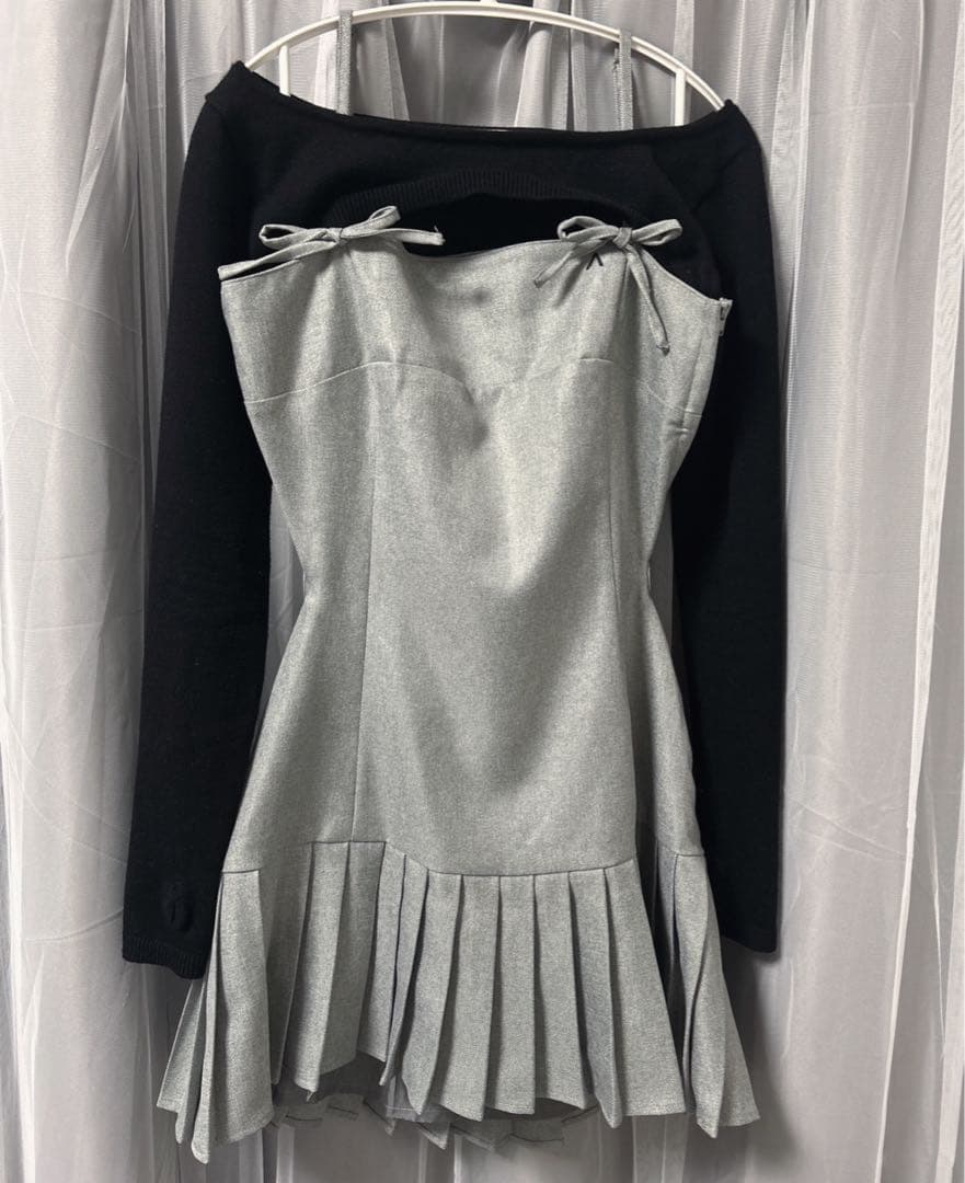 ワンピース andmary karen knit set mini dress gray M