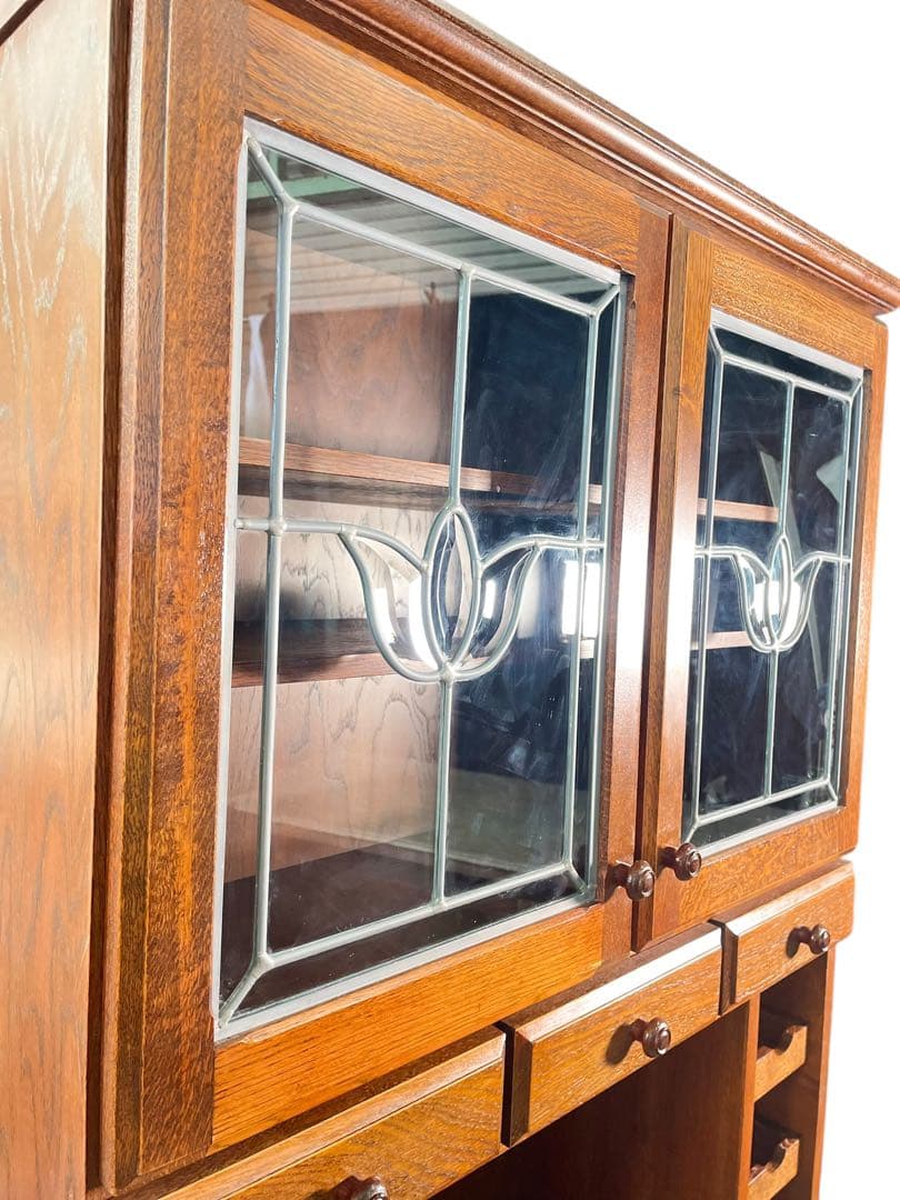 HR560 三越ブルージュ　ステンドグラス　カップボード　食器棚　三越家具