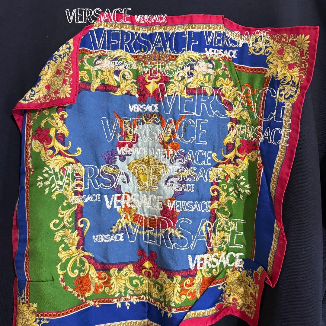 VERSACE ネイビー プリント スカーフ スウェット トレーナー